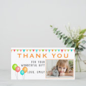 Ballon Vlag Verjaardag Foto Bedankkaart (Staand voorkant)