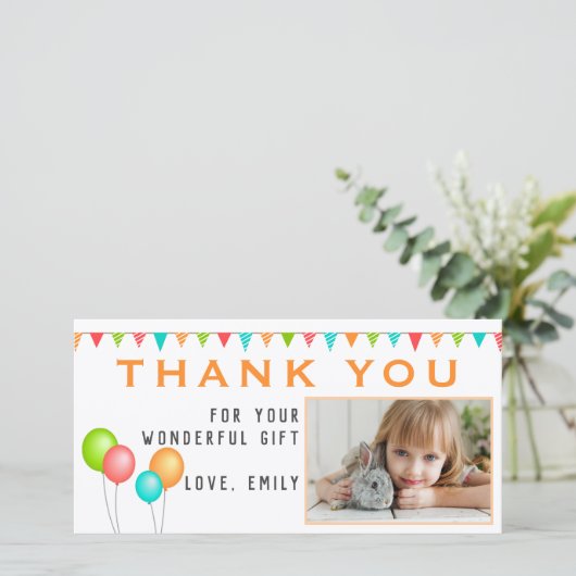 Ballon Vlaggen Slag Verjaardag Foto Bedankkaart (Staand voorkant)