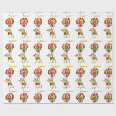 Ballon Vliegende Rendieren Cadeaupapier (Vlak)