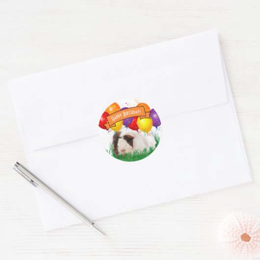 Ballon voor de vogelspoeling van Cute Guinee Ronde Sticker (Envelop)