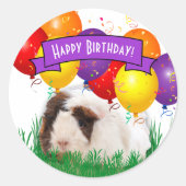 Ballon voor de vogelspoeling van Cute Guinee Ronde Sticker (Voorkant)