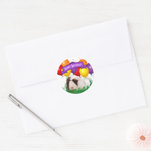 Ballon voor de vogelspoeling van Cute Guinee Ronde Sticker (Envelop)