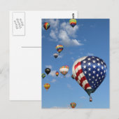 Ballon voor rode, witte en blauwe warme lucht briefkaart (Voorkant / Achterkant)