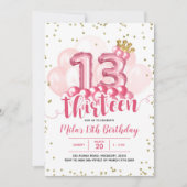 Ballon voor roze en gouden kroonwaal dertien verja kaart (Voorkant)