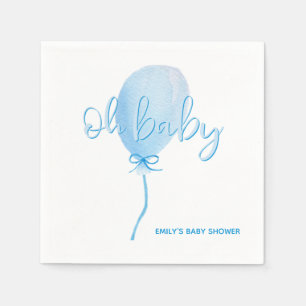 Ballon Waterverf Blauw Oh Baby Jongen Baby Shower Servet