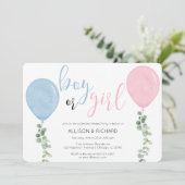 Ballon waterverf gender onthult partij kaart (Staand voorkant)