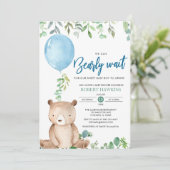 Ballon We Kunnen Nauwelijks Wachten Op Teddy Bear  Kaart (Staand voorkant)