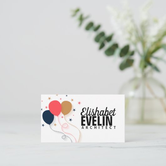 ballonachtergrond in vlak visitekaartje (Staand voorkant)