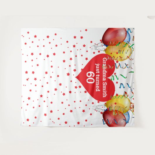 Ballonachtergrond verjaardag 60ste foto prop wandkleed (Voorkant (horizontaal))