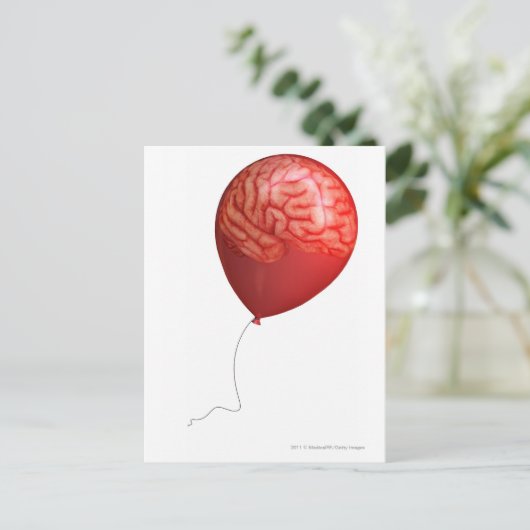 ballonafbeelding met een overdreven brein briefkaart (Staand voorkant)