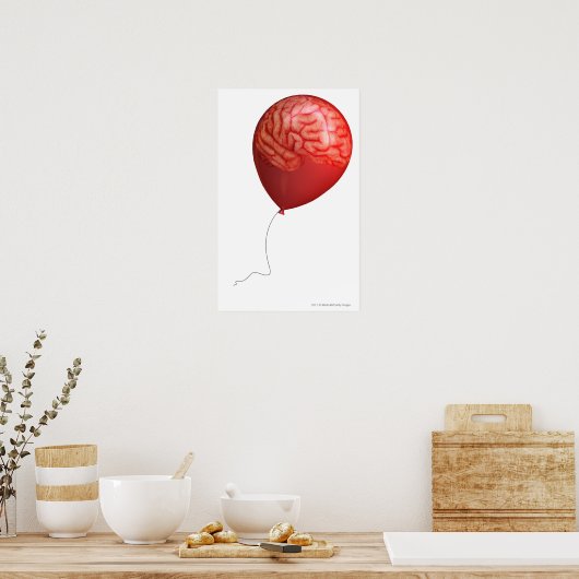 ballonafbeelding met een overdreven brein poster (Keuken)