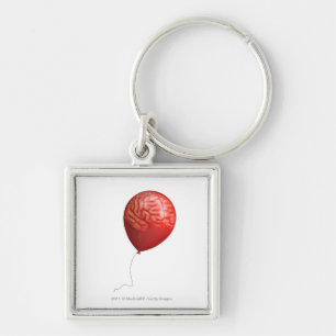 ballonafbeelding met een overdreven brein sleutelhanger