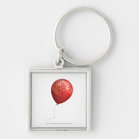 ballonafbeelding met een overdreven brein sleutelhanger (Voorkant)