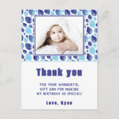 Ballonblauw Kind Foto Birthday Dank u Briefkaart (Voorkant)