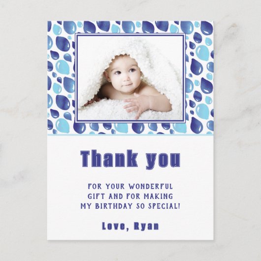 Ballonblauw Kind Foto Birthday Dank u Briefkaart (Voorkant)
