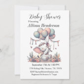 Ballonboeket en Schattig olifant Baby shower Kaart (Voorkant)
