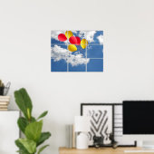 ballonboeket in de lucht door het raam poster (Thuiskantoor)