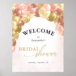 Ballonboog Roze en Gouden Bruidsdouche Poster