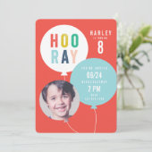 Ballonbos kinder fotoverjaardag kaart (Staand voorkant)