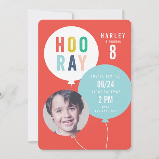 Ballonbos kinder fotoverjaardag kaart (Voorkant)