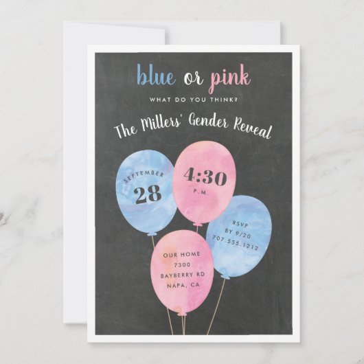 ballonbundel | Gender Reveal Party Uitnodiging (Voorkant)