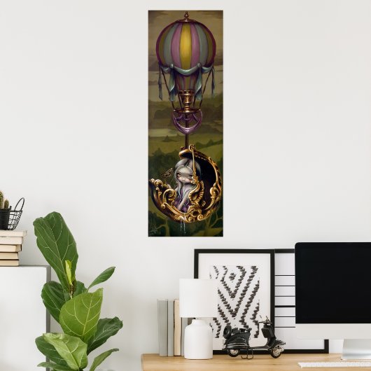 BallonChariot - Rococo Steampunk Art Print (Thuiskantoor)