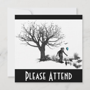 Ballonclown Old Tree & Black Birds Turquoise Kaart
