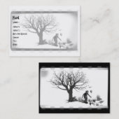 Ballonclown & Ravens by Creepy Tree - B&W Visitekaartje (Voorkant / Achterkant)