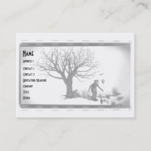 Ballonclown & Ravens by Creepy Tree - B&W Visitekaartje (Voorkant)