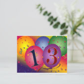 Ballondecoraties voor 13e verjaardag briefkaart (Staand voorkant)