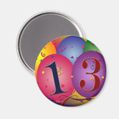 Ballondecoraties voor 13e verjaardag magneet (Voorkant / Achterkant)