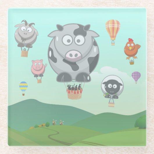 ballondieren glazen onderzetter (Voorkant)