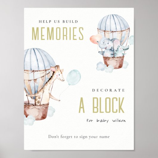 Ballondieren versieren een Block Baby shower teken Poster (Voorkant)