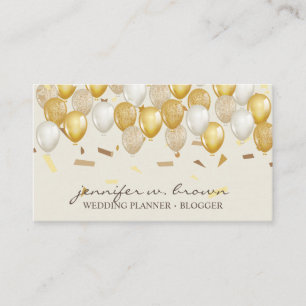 Ballonfeest planner confetti geel visitekaartje