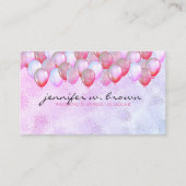 Ballonfeestplanner Glitter Roze Visitekaartje (Voorkant)