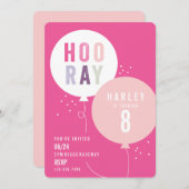 Ballonge kinderen verjaardagsfeest kaart (Voorkant / Achterkant)