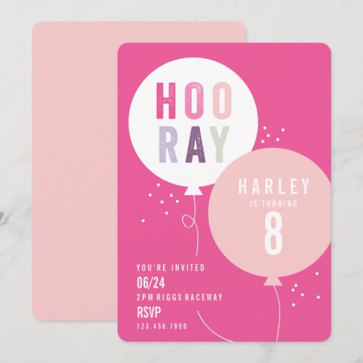 Ballonge kinderen verjaardagsfeest kaart (Voorkant / Achterkant)