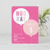 Ballonge kinderen verjaardagsfeest kaart (Staand voorkant)