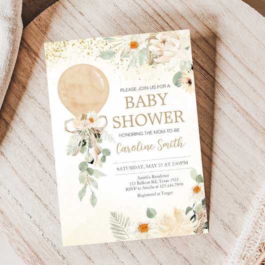 Ballongroen genderneutraal Baby shower Kaart