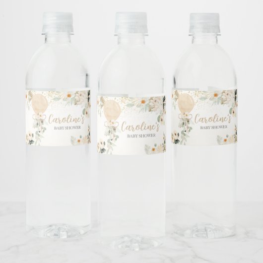 Ballongroen genderneutraal Baby shower Waterfles Etiket (Flessen)