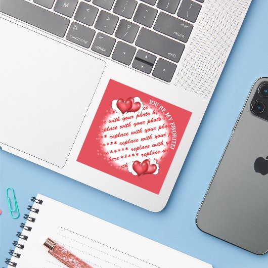 Ballonharten foto Lijst Sticker (Laptop met iPhone)