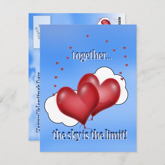 Ballonharten met kleine harten briefkaart (Voorkant / Achterkant)