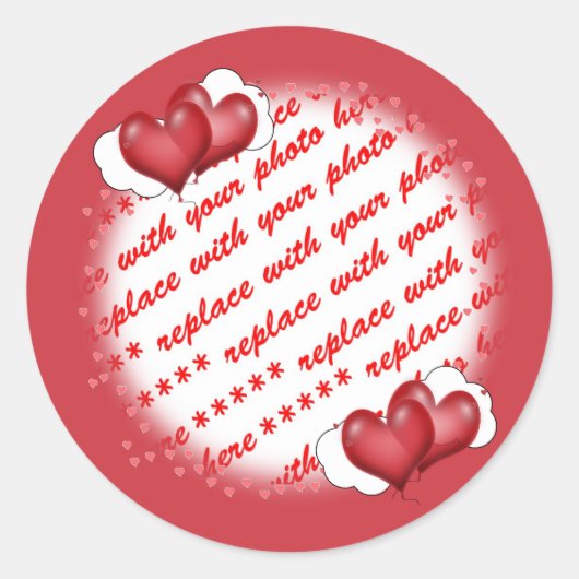 Ballonharten met Little Hearts Photo Lijst Ronde Sticker (Voorkant)