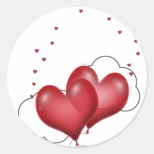 Ballonharten met weinig hart ronde sticker (Voorkant)