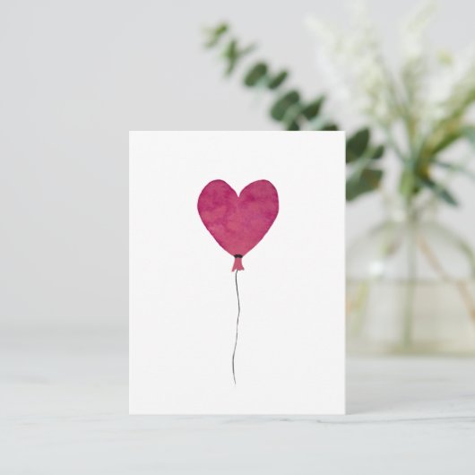Ballonhartroze schets een waterverf briefkaart (Staand voorkant)