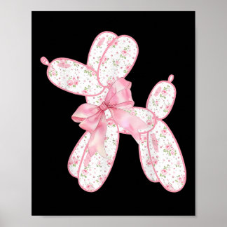 Ballonhond Bloemen Roze Coquette Bow Vrouwen Kinde Poster