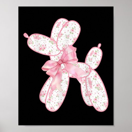 Ballonhond Bloemen Roze Coquette Bow Vrouwen Kinde Poster (Voorkant)