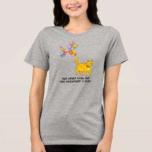 Ballonhond en kat illustratie Tri-Blend shirt