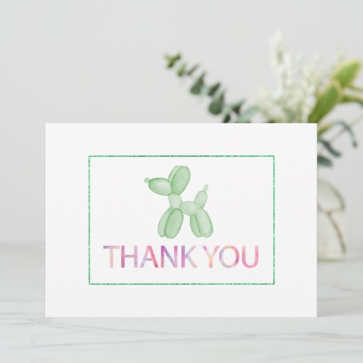 Ballonhond groen dank u kaart (Staand voorkant)