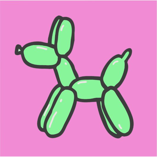 Ballonhond in het groen op roze vinylSticker Sticker (Voorkant)